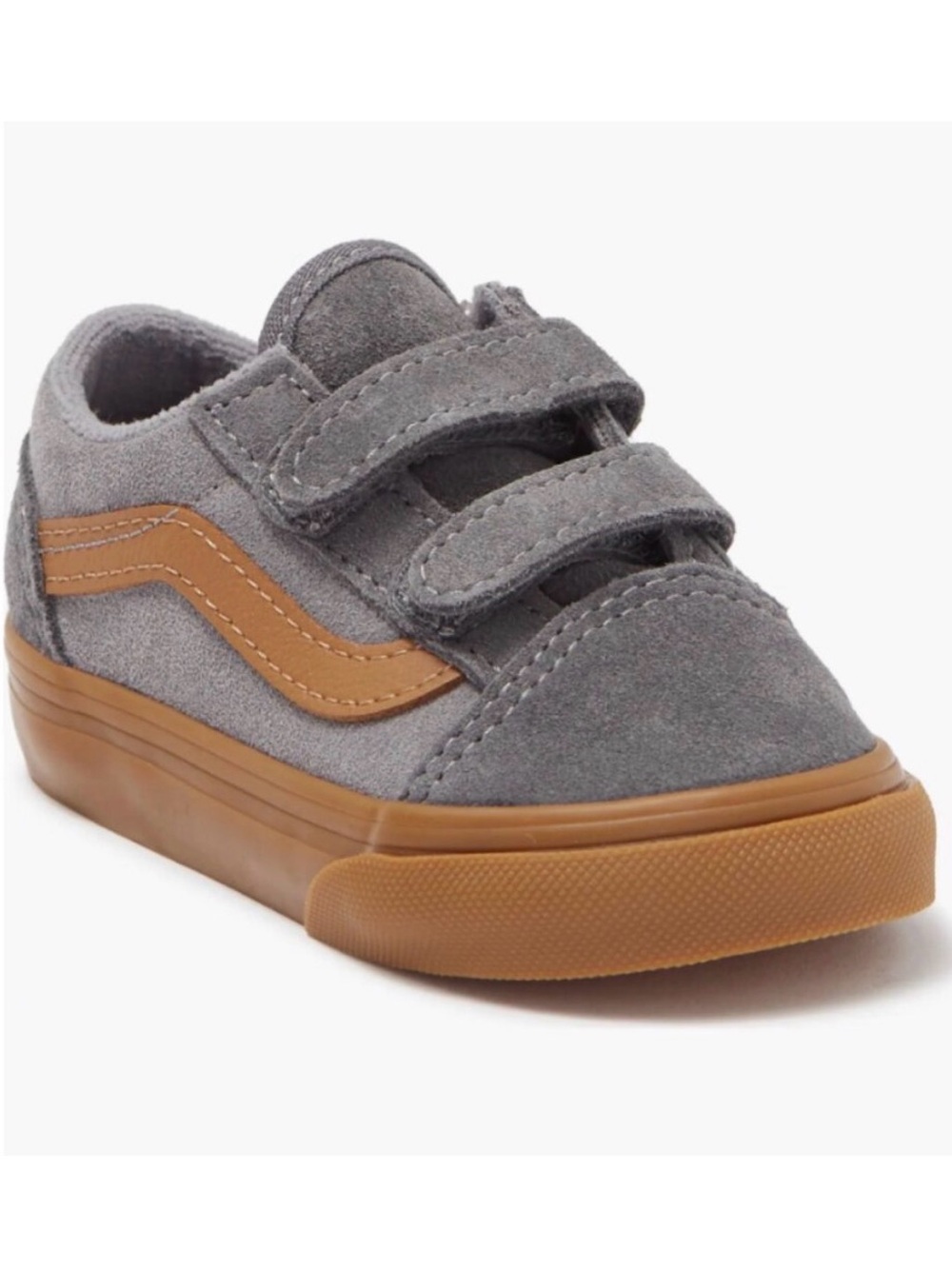 Vans Baby/Walker Suede Velcro Sneakers in Gray with Brown Sole